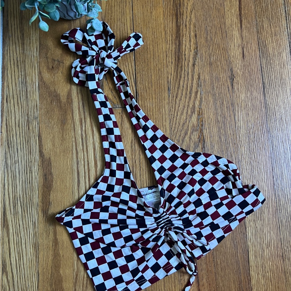 Checkered Halter Top